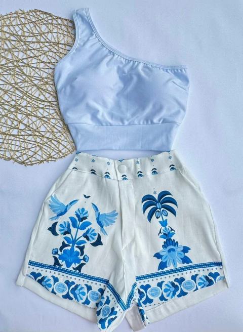 SHORT FLORA AZUL