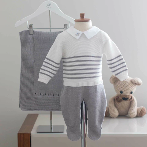 Saída Maternidade Levi Cinza - Tricô