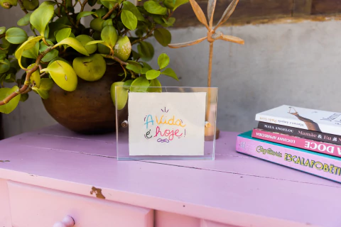 Bordado moldura em acrílico – A vida é hoje - comprar online