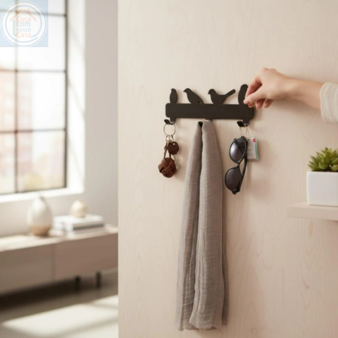 Gancho Auto adesivo Multiuso Pássaros com 3 Cabides