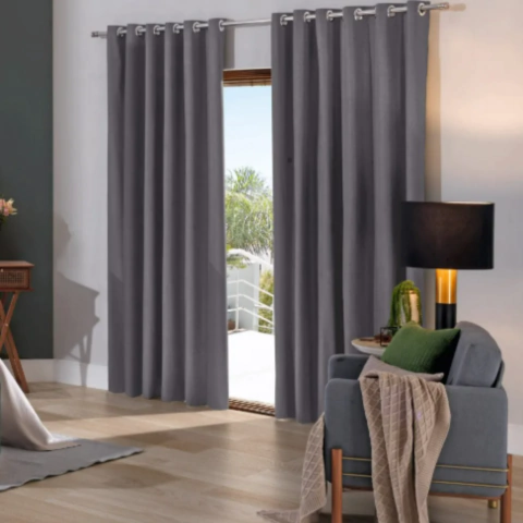 Cortina Corta Luz Tecido Blend 4,20m X 2,50m Cinza - Bella Janela - comprar online