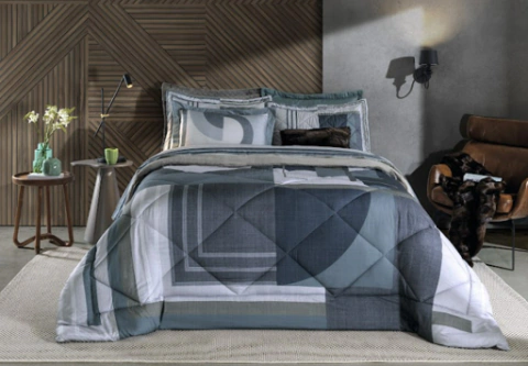 Edredom Casal Toque 250 fios com Plush Versátile Abstract 2,35m X 2,60m - comprar online