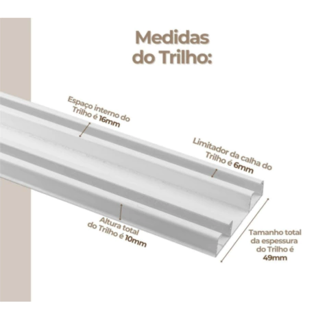 Kit Trilho Deslizante Duplo 4mt Branco Bella Arte - comprar online