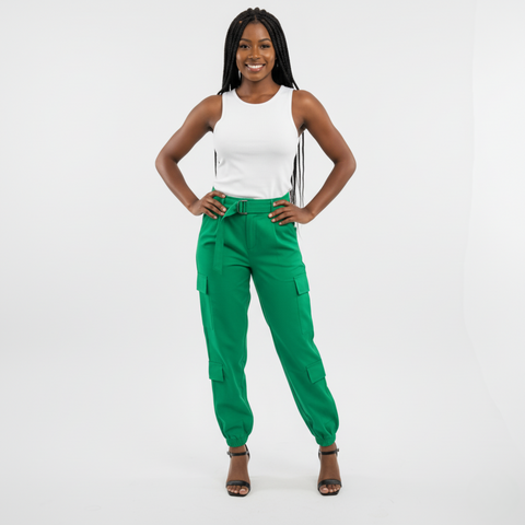 Calça Cargo com Cinto e Elástico | Estilo Jogger Utilitário | Aza Liss - comprar online