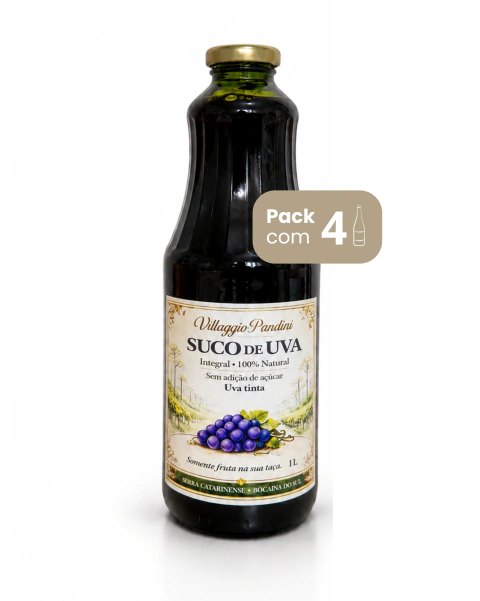 Pack com 4 Suco de Uva Tinto Integral 1L