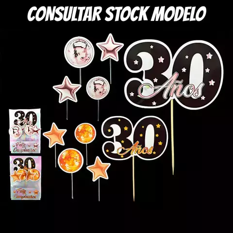 SET PINCHE FELIZ CUMPLEAÑOS 30 AÑOS x5u.COTILLON SILUETAS - comprar online