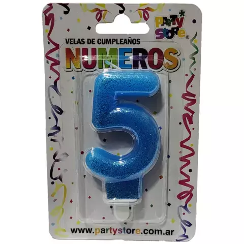 VELA NUMERO CELESTE BRILLOS Nº5 - comprar online