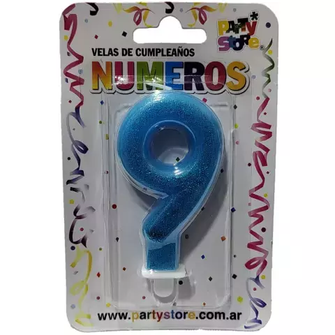 VELA NUMERO CELESTE BRILLOS Nº9 - comprar online