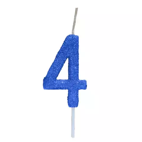 VELA PLASTICA BRILLO AZUL NUMERO 4 - comprar online