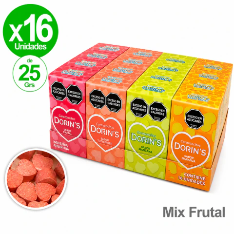 Pastillas Dorins Corazoncitos Mix Frutal Caja 16x25g