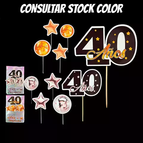 SET PINCHE FELIZ CUMPLEAÑOS 40 AÑOS x5u.COTILLON SILUETAS - comprar online