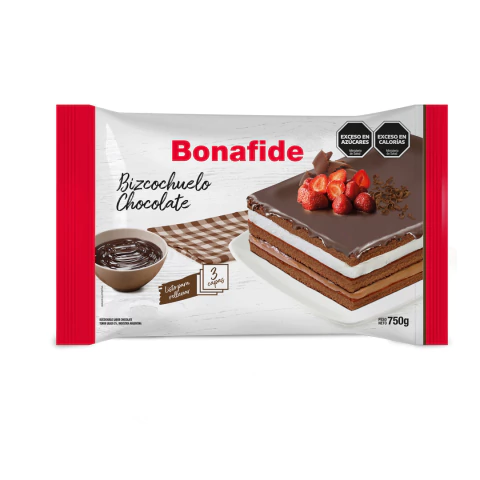 Bizcochuelo Bonafide Chocolate 3 Capas Rectangular 750 g - comprar online