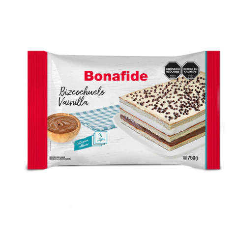 Bizcochuelo Bonafide Rectangular 3 Capas Vainilla 750 gramos - comprar online