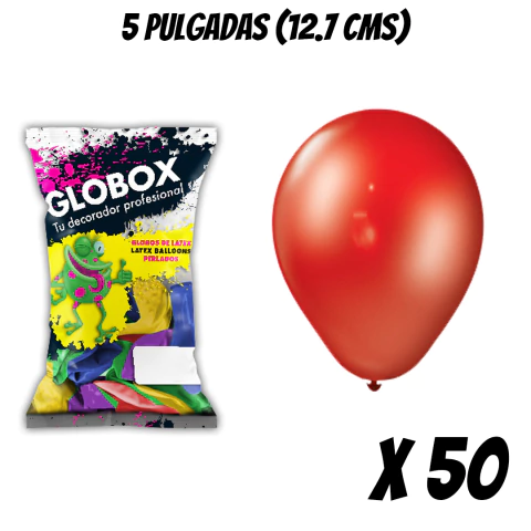 Globo Perlado Rojo Globox 5 pulgadas pack x 50 unidades unidades - comprar online