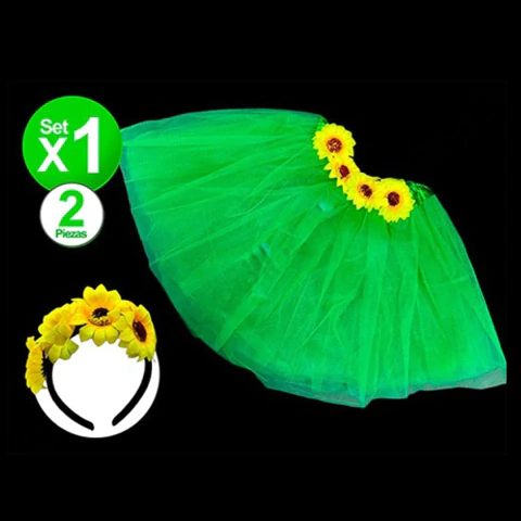 Set Mariposa Flores Verde Vincha y Tutu 1 unidad - comprar online