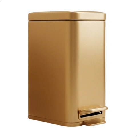 Lixeira Dourada Inox Retangular 5 Litros