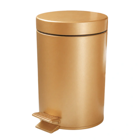 Lixeira Dourada Inox com Pedal Multiuso 3L