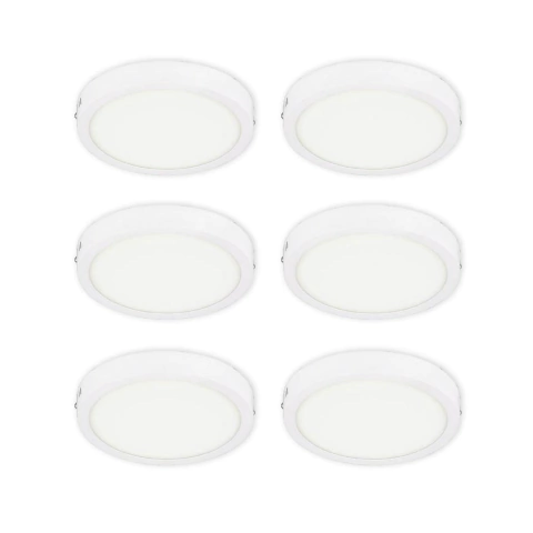 Panel LED Redondo para Aplicar 28cm Luz Fría 24W Pack x 6