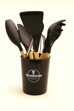 Set Utensilios x12 Teflón M/Madera Grande