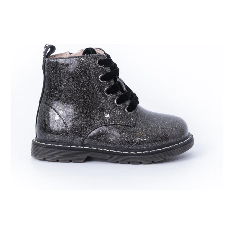 Borcegos Nena Botita Marcel Cardiff Cordones Cierre Lateral Negro Brillo