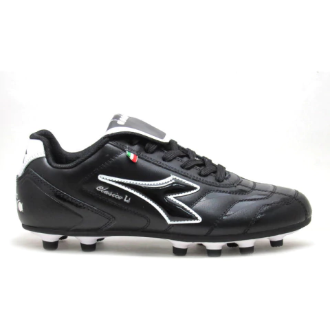 Botines Futbol Diadora De Cuero Vacuno Clasico Tapones Campo Negro