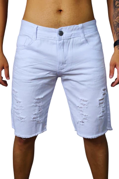 Bermuda Sarja Destroyed Branca Slim 4-Azes na internet