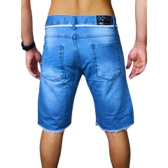 Imagem do Bermuda Jeans Destroyed Masculino Casual com Barra Desfiada Premium
