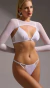 Conjunto en tricot gafrado y tul. Bralette y tanga less. (28-5747)