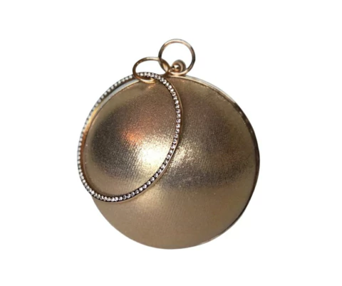 Bolsa Festa Clutch Bola Dourada Fosca Alça Cristais