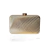 Bolsa Festa Clutch Dourada Metal Retangular Frisos