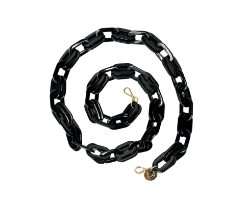 Alça Preta em Elo Acrílico Longa