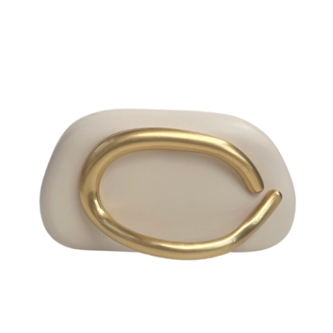 Bolsa Festa Clutch Bege Clara Fecho Dourado Orgânico