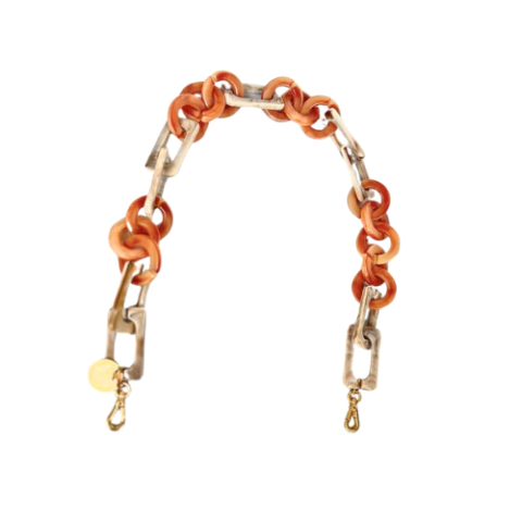 Alça Coral e Bege Degradê em Elos Acrílicos Longa