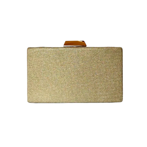 Bolsa Festa Clutch Dourada Brilho Tecido