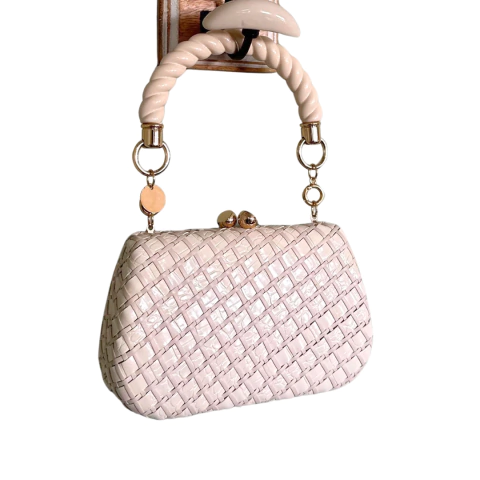 Bolsa Festa Clutch Trançada Off White Alça Torcida Bege - comprar online