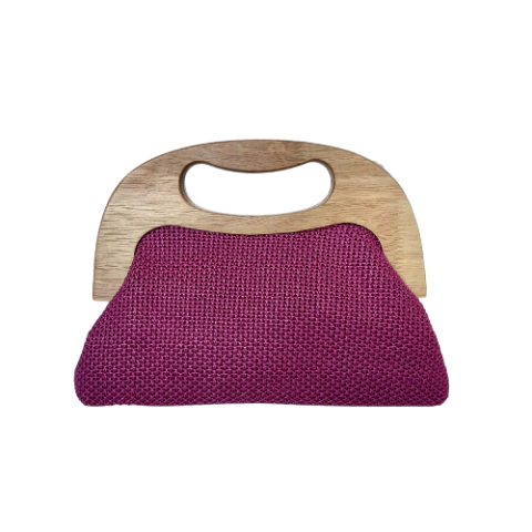 Bolsa Festa Clutch de Madeira e Ráfia Fúcsia - comprar online