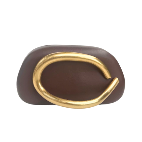 Bolsa Festa Clutch Marrom Fecho Dourado Orgânico