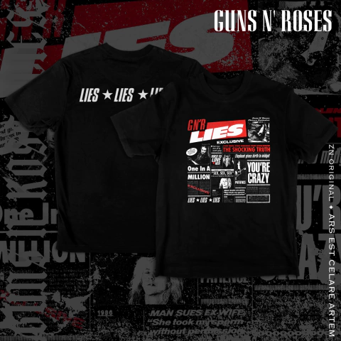 Camiseta Guns N Roses Lies - Estampa Dupla e Conforto 100% Algodão
