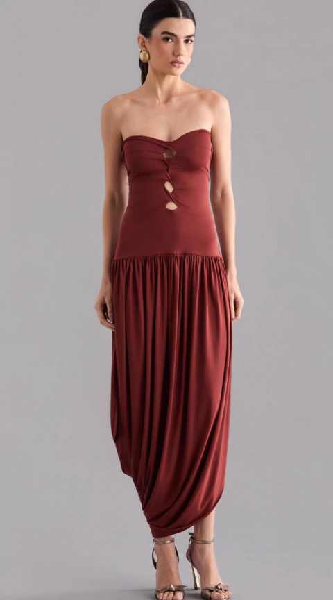 VESTIDO MIDI ASSIMETRICO - L E N I T A