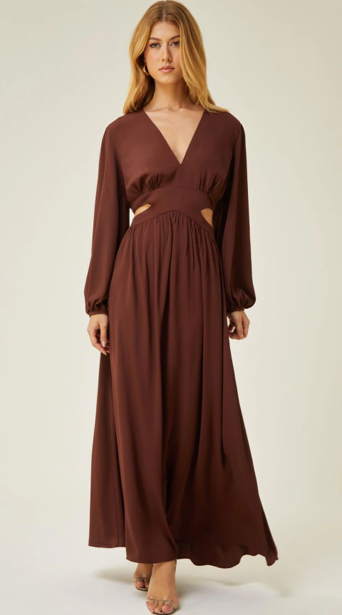 Vestido Midi em Crepe Fluído