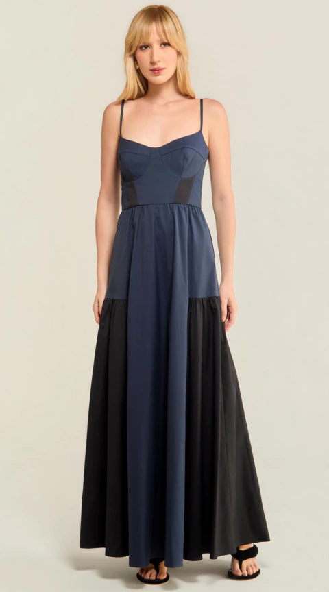 VESTIDO LONGO BICOLOR