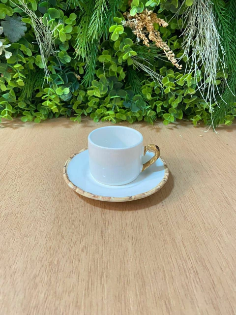 Xícara de Café com Pires Bambu Natural Flat