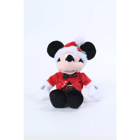 Mickey Traje de Natal Xadrez de Pelúcia Sentado 30cm - comprar online