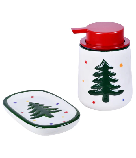 Kit Lavabo Natal Pinheiro Festivo C/2PCS 13cm