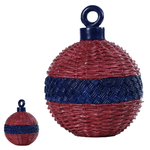 Bola de Natal Texturizada Vermelha e Azul 18X14X14cm