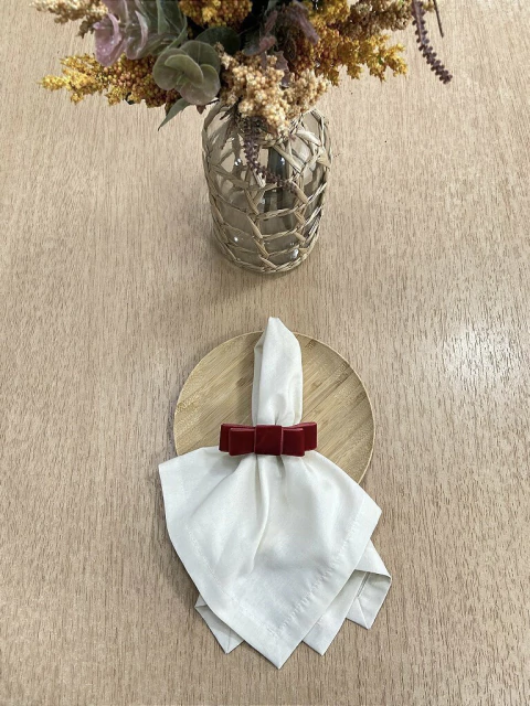 Porta Guardanapo Laçinho Vermelho Veludo