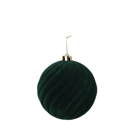 Bolinha de Natal Aveludada Verde Musgo 15cm