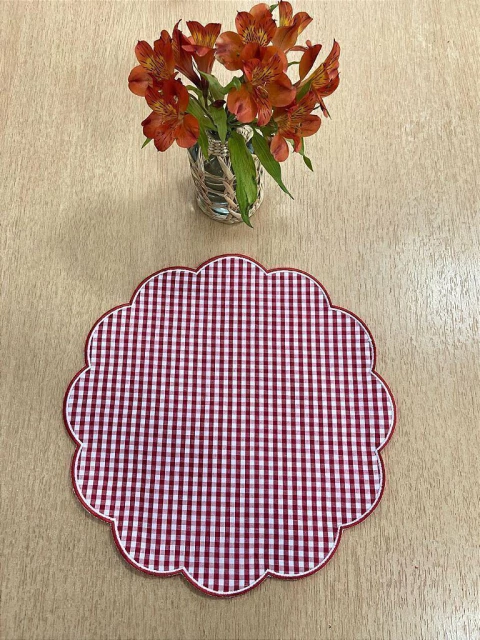 Lugar Americano Redondo Xadrez Vermelho - comprar online