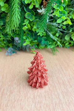 Vela Pinheiro Vermelho Cintilante 8cm