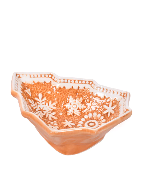 Bowl M Pinheiro com Floquinhos de Neve em Relevo Terracota